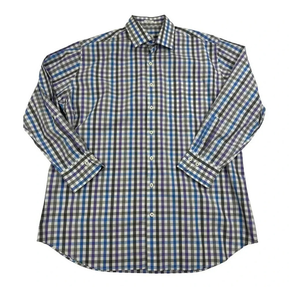Peter Millar Gingham Button Down Long Sleeve Shirt - Picture 2 of 8